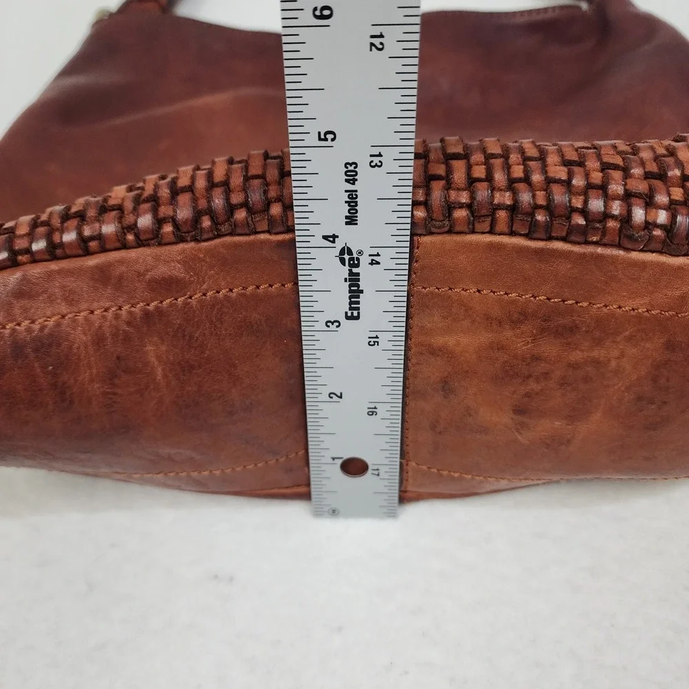 Marta Ponti Portugal Hobo Bag Womens Brown Woven Leather Top Handle Shoulder Bag